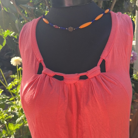 Sleeveless Knit Top Spring+Mercer,Size L ,Coral Orange,Triple Knot Design,EUC - Picture 4 of 10